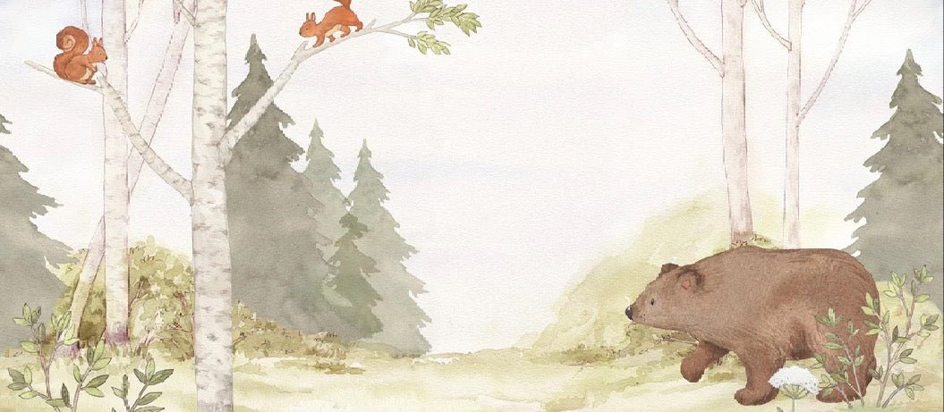 Tapete Kind zärtlich Bär im Wald