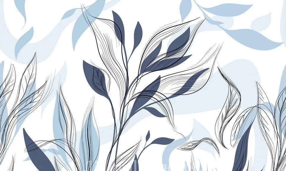 Tapete Blume Grafik blau