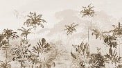 Panorama-Tapete Dschungel Eden Sepia