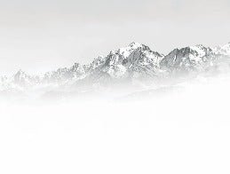Tapete Mont Blanc im Nebel schwarz und weiß