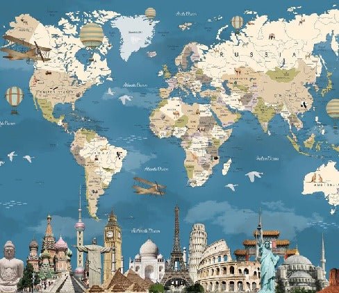 Tapete Weltkarte Monument World