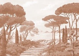 Papier peint balade dans les calanques terracotta, XXL, tendance