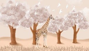Tapete Kinderzimmer Giraffe in der Savanne
