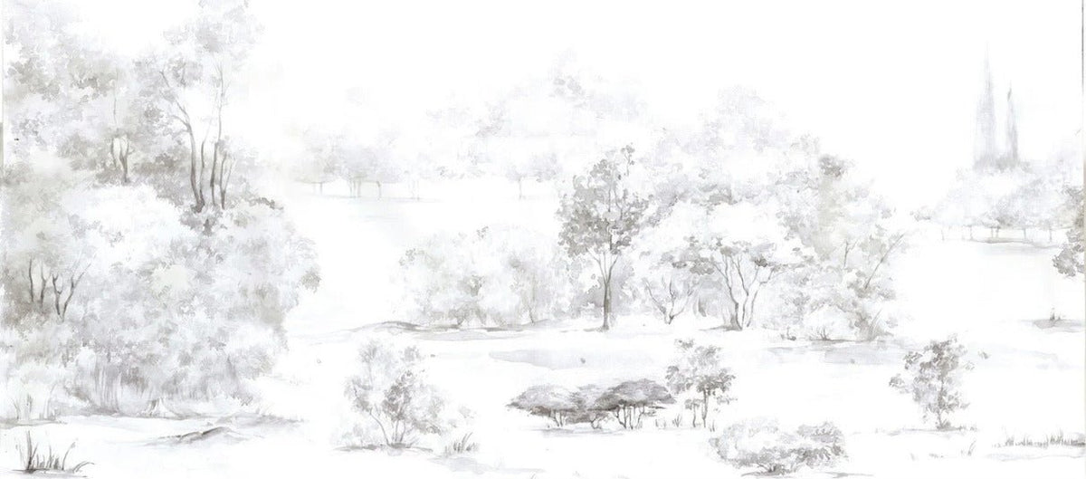 Tapete Kiefernwald Aquarell