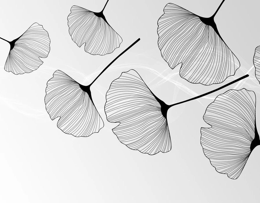 Panorama-Tapete Trend ginkgo schwarz