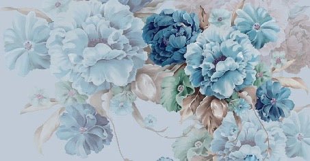 Papier peint fleurs bleues, XXL, tendance