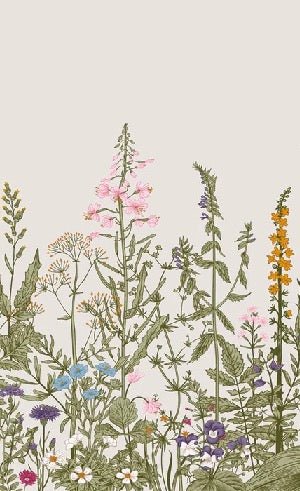 Tapete Botanische Blume Folk Romantik