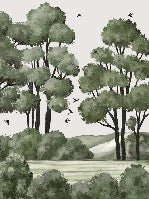 Papier peint paysage rivière forêt vert, XXL, tendance