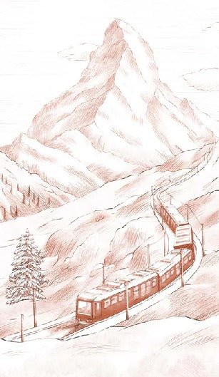 Panorama-Tapete Matterhorn terracotta