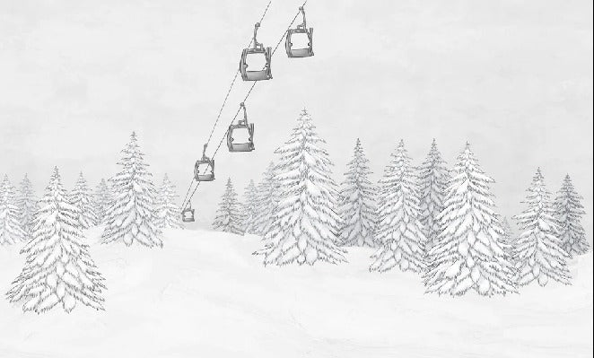 Tapete Berg Gondelbahn schwarz & weiß