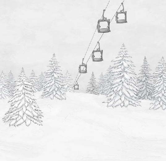 Tapete Berg Gondelbahn schwarz & weiß