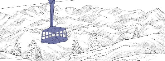 Tapete La Plagne Gondelbahn blau