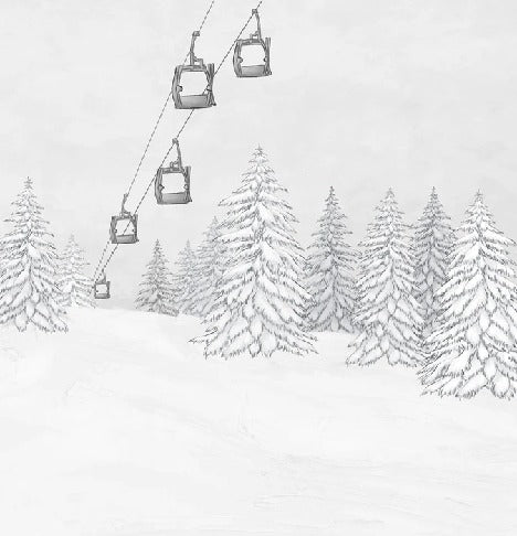 Tapete Berg Gondelbahn schwarz & weiß