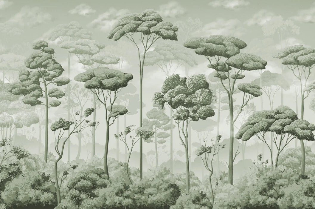 Papier peint panoramique pinède volupté vert, XXL, tendance