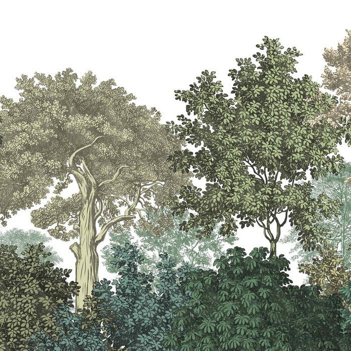 Tapete Landschaft Wald Gravur
