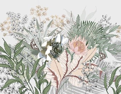 Panorama-Tapete floral botanic