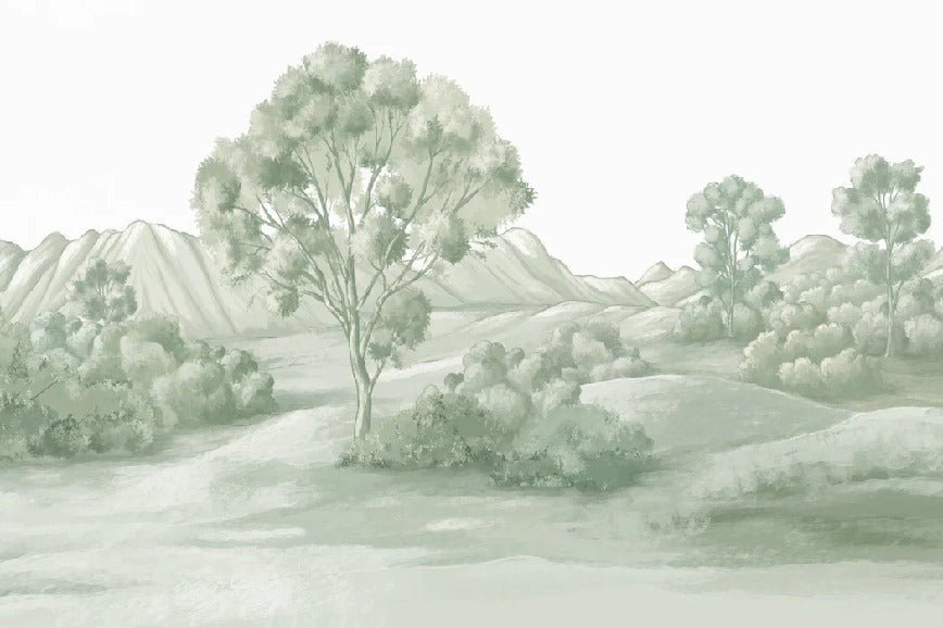 Papier peint paysage poétique vert, XXL, tendance