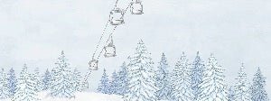 Papier peint montagnes télécabine bleu, XXL, tendance