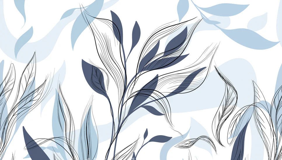 Tapete Blume Grafik blau