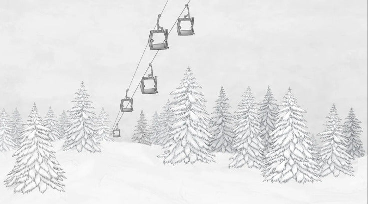 Tapete Berg Gondelbahn schwarz & weiß