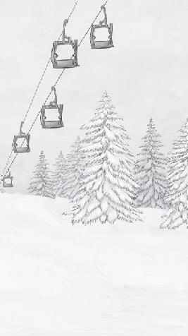 Tapete Berg Gondelbahn schwarz & weiß