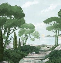 Papier peint balade dans les calanques vert, XXL, tendance