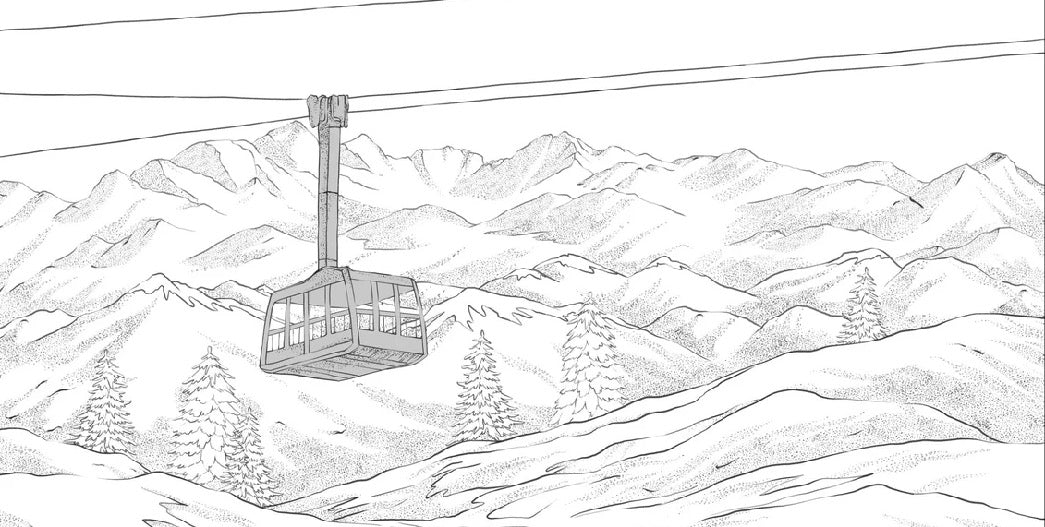 Tapete La Plagne Gondelbahn schwarz und weiß