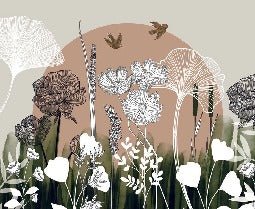 Panorama-Tapete Blumenillustration