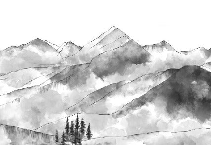 Tapete Bergkette der Aravis schwarz und weiß