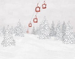 Papier peint montagne télécabine rouge, XXL, tendance