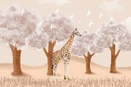 Tapete Kinderzimmer Giraffe in der Savanne