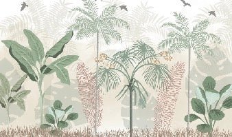Papier peint panoramique jungle pastel, XXL, tendance