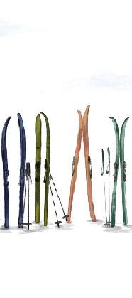 Papier peint panoramique skis colorés, XXL, tendance