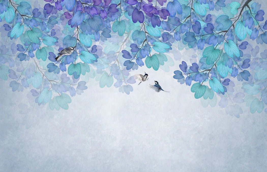 Tapete Blatt blau