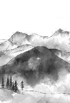 Papier peint montagne chaine des Aravis noir et blanc, XXL, tendance