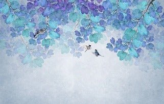 Tapete Blatt blau