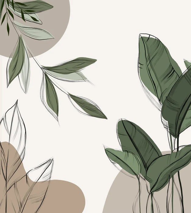 Panorama-Tapete Vegetal Graphic Taupe
