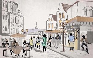 Papier peint français Paris café en terrasse, XXL, tendance