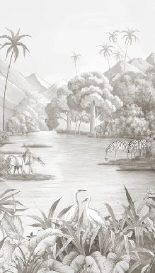 Papier peint panoramique jungle pittoresque, XXL, tendance