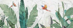 Papier peint panoramique jungle marbré, XXL, tendance