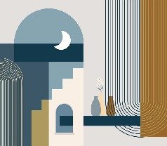 Tapete Arche blau Grafik