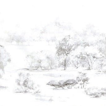 Tapete Kiefernwald Aquarell