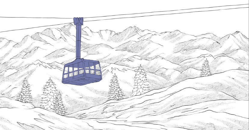 Tapete La Plagne Gondelbahn blau
