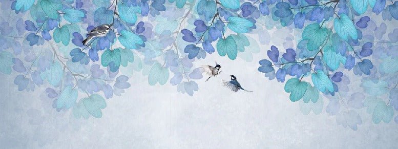 Tapete Blatt blau