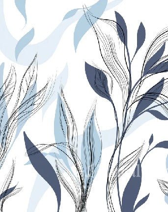 Tapete Blume Grafik blau