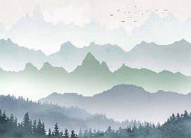 Tapete Morgennebel Wald