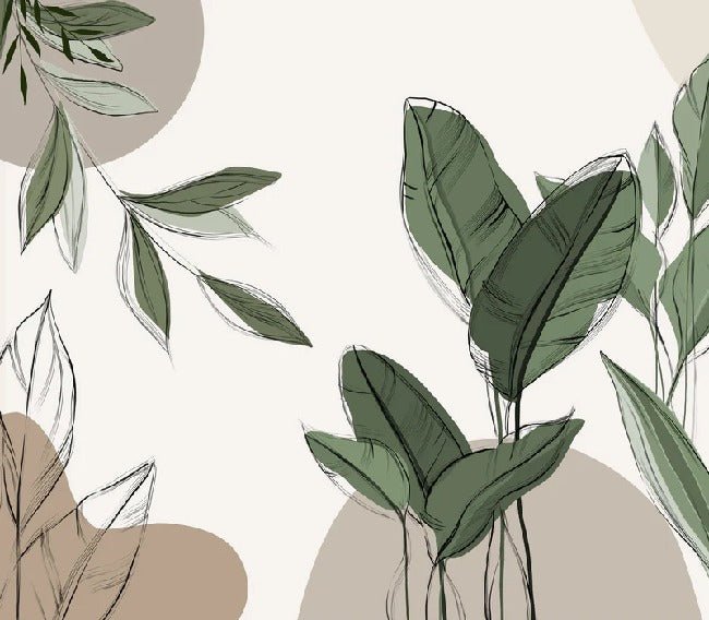 Panorama-Tapete Vegetal Graphic Taupe