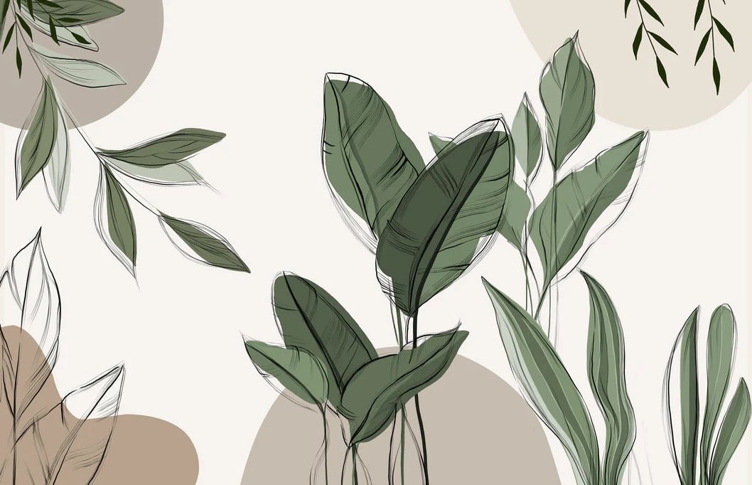 Panorama-Tapete Vegetal Graphic Taupe