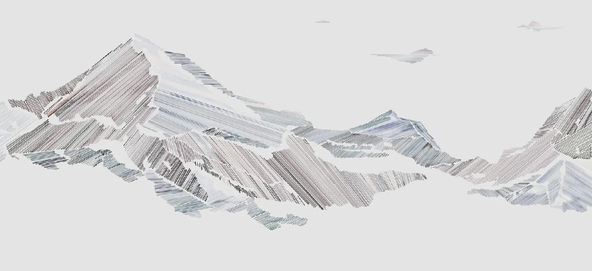 Papier peint restaurant montagne graphique style, XXL, tendance