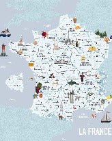 Tapete Karte von Frankreich Kind blau